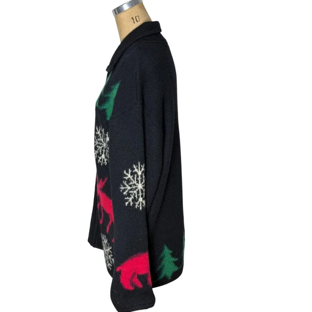 1990s boiled wool cardigan sweater coat by Marisa Christina Size L/XL - Picture 2 of 11